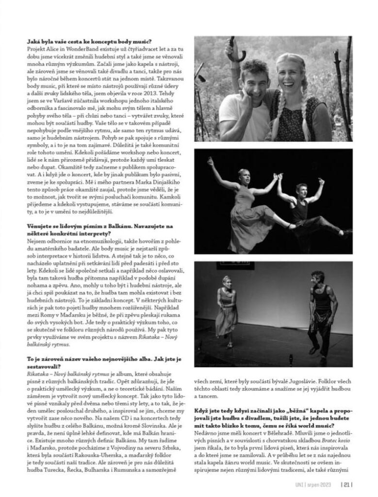 Najava slovačke turneje u češkom Kulturní magazín UNI Hvala Milan Tesař i Anna Mašátová!