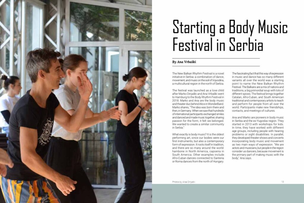 2023 09 Stance on Dance issue 4 Starting a body music festival article
